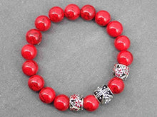 Carica l'immagine nel visualizzatore di Gallery, Bracciale Miss Chichi in rossa turchese ricostituita con perline di metallo... - Ilgrandebazar