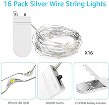 Carica l'immagine nel visualizzatore di Gallery, Olafus 16 Pezzi 2M Stringa Luci LED a Batteria IP68 Bianca Fredda - Ilgrandebazar