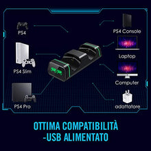 Carica l'immagine nel visualizzatore di Gallery, Caricatore Controller PS4, VicTsing Base di Ricarica Doppio per Joystick Nero
