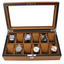 Carica l'immagine nel visualizzatore di Gallery, Qiwode - Scatola per orologi da uomo, in legno massello, con 12 Grids