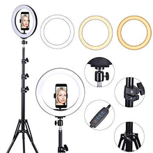 Carica l'immagine nel visualizzatore di Gallery, Queta LED luce ad anello con treppiede, 10 pollici dimmerabile, 3 modalità...