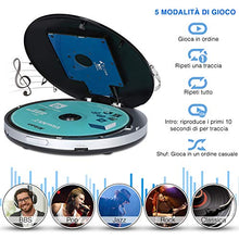 Carica l'immagine nel visualizzatore di Gallery, PUMPKIN Lettore CD Portatile con batteria ricaricabile e cuffie 12 Ore 02