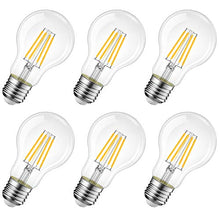 Carica l'immagine nel visualizzatore di Gallery, Lampadina Filamento LED E27, 8W Equivalenti a 60W, A60 E27 2700K-6 Pezzi