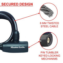 Carica l'immagine nel visualizzatore di Gallery, Master Lock 8126EURDPRO Lucchetto Bici, Chiave, 1.8 m Cavo, Esterno, Nero