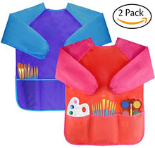 Carica l'immagine nel visualizzatore di Gallery, Amaza 2Pcs Grembiule da Pittura Scuola Grembiulino Maniche Lunghe Bambini... - Ilgrandebazar