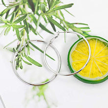 Carica l'immagine nel visualizzatore di Gallery, VU100 Orecchini Cerchio 60mm Argento sterling 18 carati Oro Argento-60mm - Ilgrandebazar
