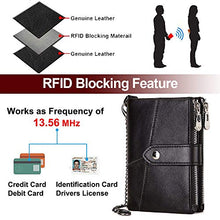 Carica l'immagine nel visualizzatore di Gallery, LUROON Portafoglio Uomo Vera Pelle con Blocco RFID, Portafogli Catena Nero