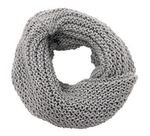 Carica l'immagine nel visualizzatore di Gallery, Scaldacollo in maglia, sciarpa ad anello intrecciato col. Grigio - Ilgrandebazar