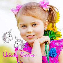 Carica l'immagine nel visualizzatore di Gallery, Orecchini unicorno per ragazze, Rosa Argento 925 a bottone...