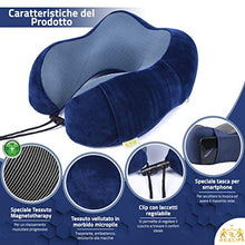 Carica l'immagine nel visualizzatore di Gallery, 🏆Realife【Kit 5Pz】Cuscino Da Viaggio In Memory Foam +🎁4 Omaggi. Cuscino Blu