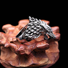 Carica l'immagine nel visualizzatore di Gallery, V-zone Ice Wolf in Acciaio Inox Argento Anello Inspired by Game of Thrones - Ilgrandebazar