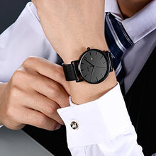 Carica l'immagine nel visualizzatore di Gallery, BUREI Uomo Donna Orologio da polso al quarzo classico Grigio Scuro-nero