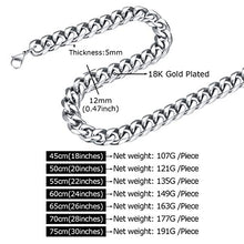 Carica l'immagine nel visualizzatore di Gallery, FOCALOOK Collana da Uomo 3 6 9 12 mm Larghezza Catena Cubana Argento-12mm - Ilgrandebazar