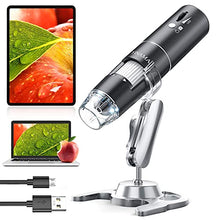 Carica l'immagine nel visualizzatore di Gallery, Microscopio Digitale Wireless, YINAMA Microscopio Ingrandimento da 50X-1000X, 8 luci a LED, Mini Microscopio portatile, 2MP 1080P, compatibile con Android, iPad PC MAC Windows