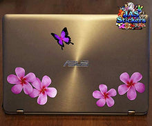 Carica l'immagine nel visualizzatore di Gallery, Fiore frangipani plumeria rosa doppio + farfalla grande adesivi auto... - Ilgrandebazar