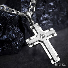 Carica l'immagine nel visualizzatore di Gallery, STERLL Catenina da uomo in argento, con ciondolo a forma di croce, con...