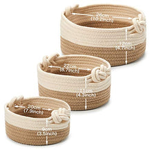 Carica l'immagine nel visualizzatore di Gallery, EZOWare Set di 3 Cesto Contenitore in Maglia Organizer, Marrone E Beige