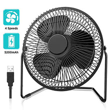 Carica l'immagine nel visualizzatore di Gallery, EasyAcc Ventilatore USB, 8 Pollici 8 Con batteria, Nero
