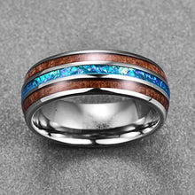 Carica l'immagine nel visualizzatore di Gallery, NUNCAD Anello Uomo/Donna con Shell + Legno/Opale Tungsteno Legno + Blu Opale - Ilgrandebazar