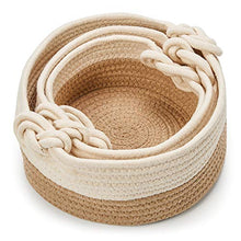 Carica l'immagine nel visualizzatore di Gallery, EZOWare Set di 3 Cesto Contenitore in Maglia Organizer, Marrone E Beige