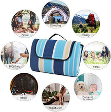Carica l'immagine nel visualizzatore di Gallery, SaiXuan Coperta da Picnic Impermeabile,Portatile Compatto Pile Strisce Blu