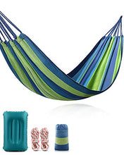 Carica l'immagine nel visualizzatore di Gallery, deepee Amaca da Giardino Esterno in Cotone con Cuscino Blu, 220 x 80 220×80cm