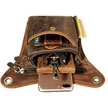 Carica l'immagine nel visualizzatore di Gallery, Xieben Vintage Leather Drop Leg Bag per Uomini Donne Marsupio #04deepbrown