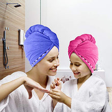 Carica l'immagine nel visualizzatore di Gallery, esafio, Turbante per Capelli in Microfibra, ad Asciugatura Rapida, Blu+rosa - Ilgrandebazar
