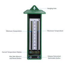Carica l'immagine nel visualizzatore di Gallery, Termometro con indicazione massimo e minimo da -40 a + 50 °C, design Green - Ilgrandebazar