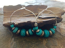 Carica l'immagine nel visualizzatore di Gallery, ✿ BOHO TRIBAL Turchese Hoop ORECCHINI ✿ orecchini in stile Bali