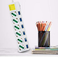 Carica l'immagine nel visualizzatore di Gallery, Extrastar Multipresa ciabatta elettrica 6 Posti 10/16A Bipasso Schuko 250V Max:2500W con interruttori indipendenti 1,5MT