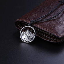 Carica l'immagine nel visualizzatore di Gallery, Collana con ciondolo cavo paesaggio montano e sentieri Antique Silver - Ilgrandebazar