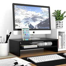 Carica l'immagine nel visualizzatore di Gallery, 1home Supporto del Legno tavola Nera per monitore 420mm largo con la mensola - Ilgrandebazar