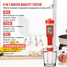 Carica l'immagine nel visualizzatore di Gallery, PH Meter digitale con ATC,4 in 1 TDS EC Temp - 0,01 Risoluzione 0-14pH 02