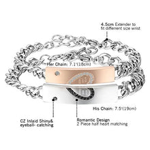 Carica l'immagine nel visualizzatore di Gallery, Cupimatch Coppia Lovers Braccialetto Bracciale Acciaio Inox Puzzle Cuore... - Ilgrandebazar