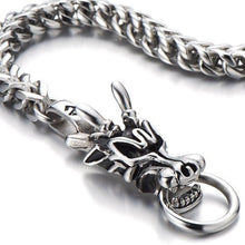 Carica l'immagine nel visualizzatore di Gallery, COOLSTEELANDBEYOND Biker Braccialetto del Drago, Bracciale da Uomo, Argento - Ilgrandebazar