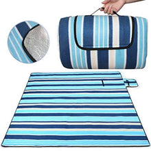 Carica l'immagine nel visualizzatore di Gallery, SaiXuan Coperta da Picnic Impermeabile,Portatile Compatto Pile Strisce Blu