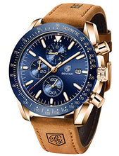 Carica l'immagine nel visualizzatore di Gallery, Benyar impermeabile cronografo orologi moda casual cinturino Marrone Blu - Ilgrandebazar