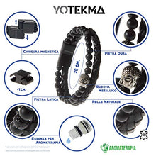 Carica l'immagine nel visualizzatore di Gallery, Yotekma Bracciale Uomo Essenza Aromaterapia Vera Pelle Naturale, Pietra... - Ilgrandebazar