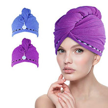 Carica l'immagine nel visualizzatore di Gallery, esafio - Confezione da 2 Asciugamani per Capelli in Morbida Blu + Viola Scuro - Ilgrandebazar