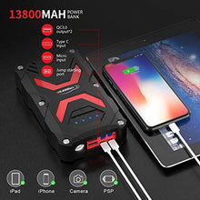 Carica l'immagine nel visualizzatore di Gallery, YABER Avviatore Batteria per Moto/Auto, 1000A 13800mAh Emergenza...