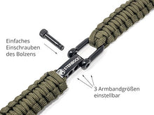 Carica l'immagine nel visualizzatore di Gallery, Steinbock7, braccialetto paracord regolabile con chiusura 23 cm, Army-Green