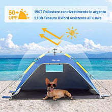 Carica l'immagine nel visualizzatore di Gallery, Glymnis Tenda da Spiaggia Pop-up Istantanea Portatile per 3-5 Persone,...