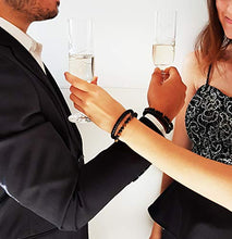 Carica l'immagine nel visualizzatore di Gallery, ess3vu' Bracciale Uomo Cuoio | Braccialetti in Pelle Pietre Nero (20.5cm) - Ilgrandebazar