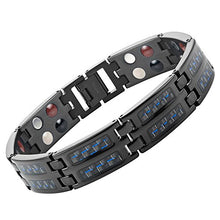 Carica l'immagine nel visualizzatore di Gallery, Willis Judd - Bracciale Magnetico da Uomo in Titanio Nero e Fibra di... - Ilgrandebazar