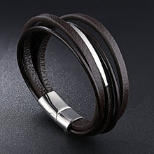 Carica l'immagine nel visualizzatore di Gallery, Gkmamrg - Bracciale da uomo in pelle con incisione DAD, confezione...