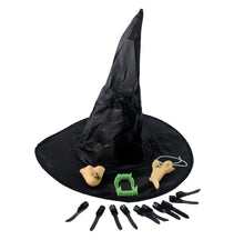 Carica l'immagine nel visualizzatore di Gallery, LEGISDREAM Set Travestimento da Strega Cappello + Naso + Mento + Unghie Nero