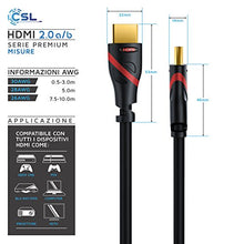 Carica l'immagine nel visualizzatore di Gallery, CSL - 5m Cavo HDMI 4k 60Hz HDR - 2.0 a b - 4K 3D UHD 1080p N Nero