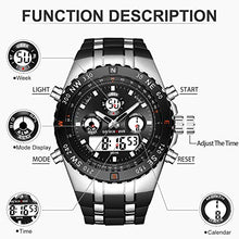 Carica l'immagine nel visualizzatore di Gallery, Orologio sportivo da uomo, impermeabile, cronometro, data, Argento Nero - Ilgrandebazar