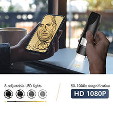 Carica l'immagine nel visualizzatore di Gallery, SKYBASIC Microscopio Digitale WiFi, Tascabile Fotocamera USB Nero